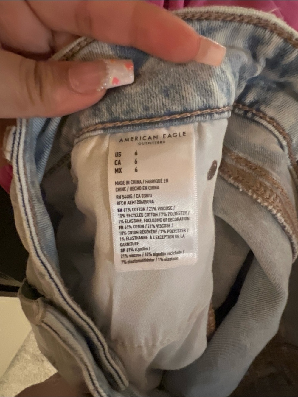 AE Next Level High Waisted V Rise Ripped Denim Short Short - Picture 3 of 3